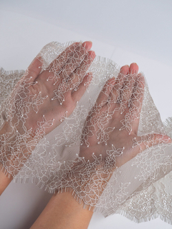 Кружево шантильи чайка по Лауме с шампанью неэластичное ширина 22 см длина 1.45 м