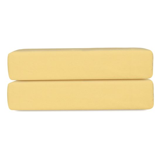 Простыня на резинке из стираного перкаля светло-желтого цвета из коллекции essential, 160х200х30 см