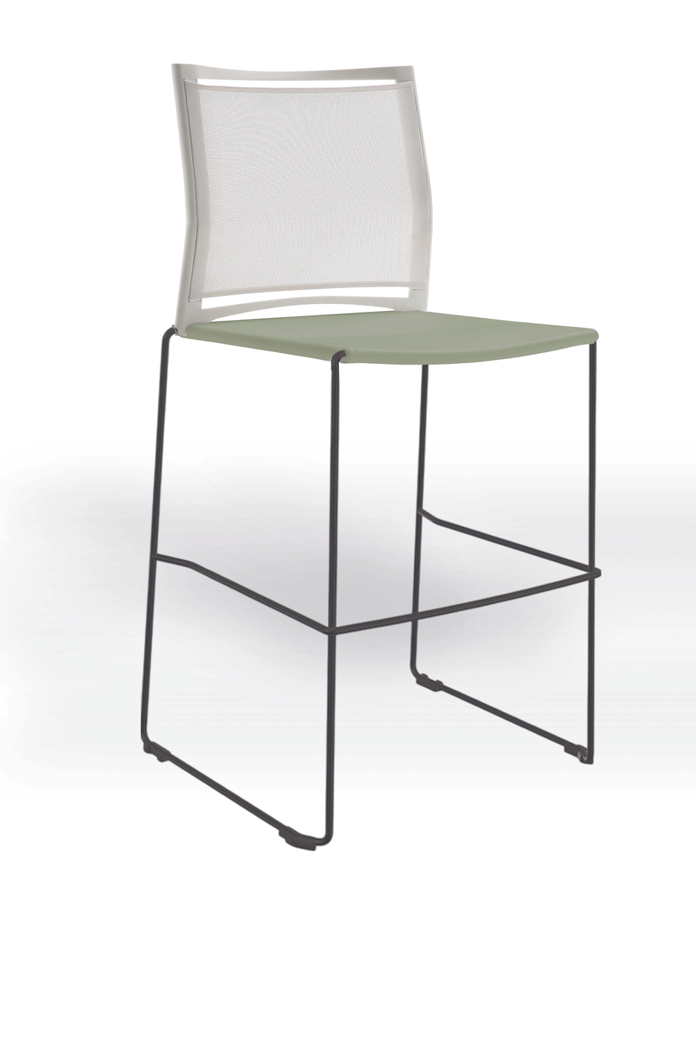 Web стул на полозьях кухонный/барный со спинкой-сеткой