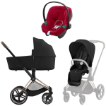 Коляска 3 в 1 Cybex Priam IV Rosegold complete и автокресло Aton B2 i-Size Dynamic Red Sepia Black