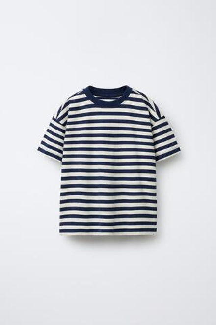ZARA ФУТБОЛКА В ПОЛОСКУ, МОРСКОЙ СИНИЙ