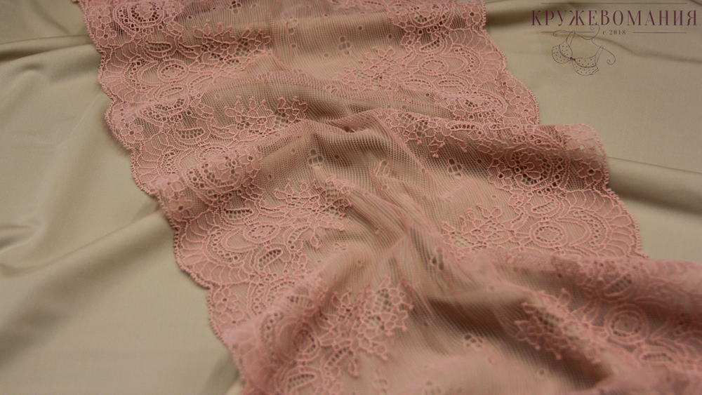 Эластичное кружево, нежный румянец, 20 см (Артикул: EK-2026), м