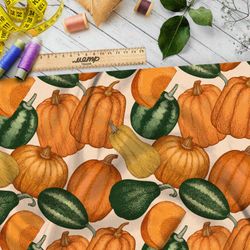 Ткань шифон разноцветные тыквы