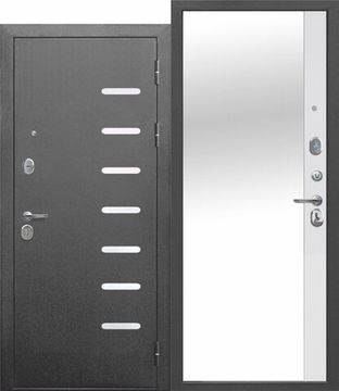 Дверь металлическая 9 см Серебро Зеркало Эмалит Белый