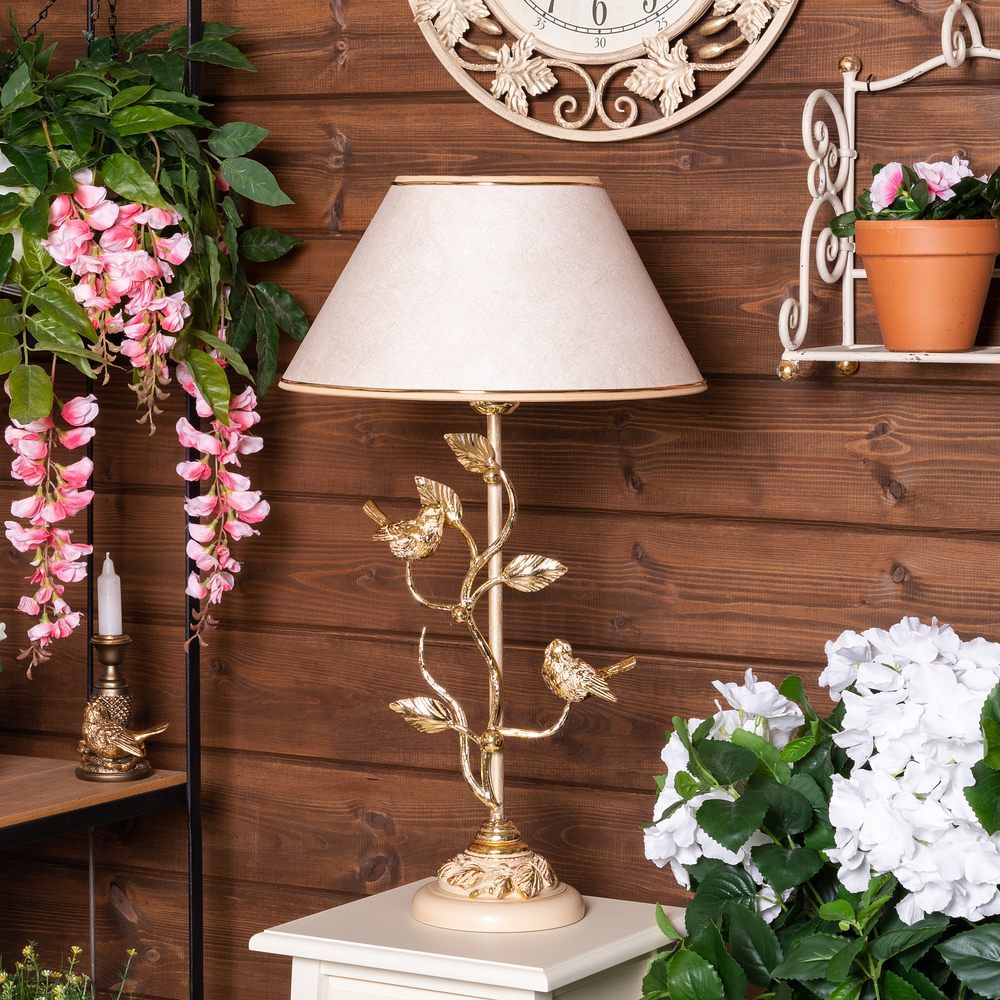 Настольная лампа Терра Spring Айвори с абажуром №38 Молоко