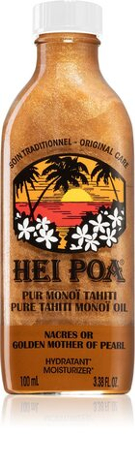 Hei Poa Pure Tahiti Monoï Oil Golden Mother of Pearl - многофункциональное масло с блестками /   100  ml  / GTIN 3394021000857