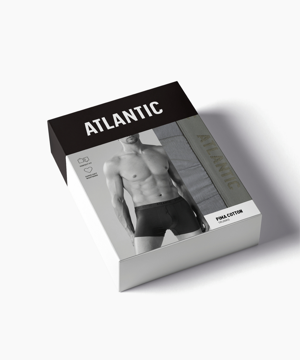 Мужские трусы шорты Atlantic, 1 шт. в уп., пима хлопок, серые, MH-1199