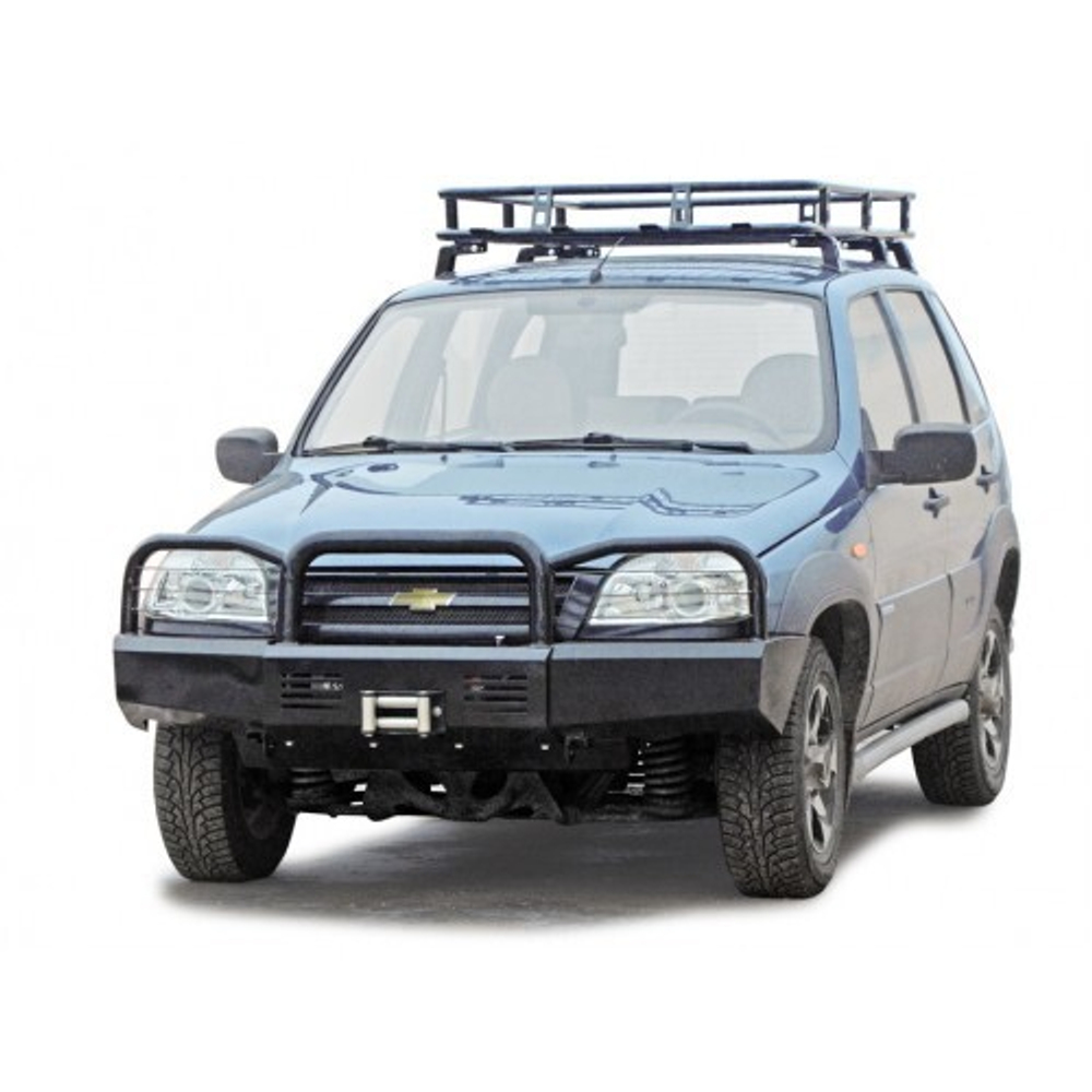 Бампер передний силовой под лебедку с защитными дугами  Chevrolet Niva/Lada Niva (07.2020 -)