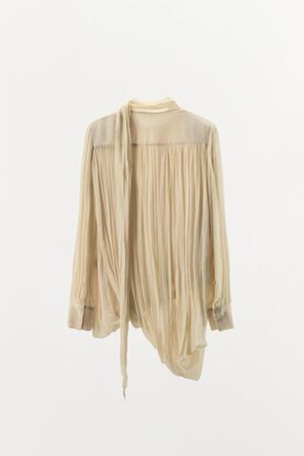 ZARA БЛУЗА СО СБОРКАМИ И ПОДПЛЕЧНИКАМИ — ZW COLLECTION LIMITED EDITION, ЦВЕТ СЛОНОВОЙ КОСТИ