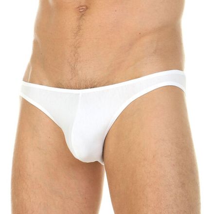 Мужские трусы слипы белые в оранжевую полоску сзади Cosmos Colors FM20_WO