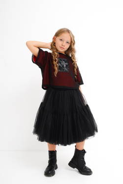 Футболка с сеткой укороченная, красная