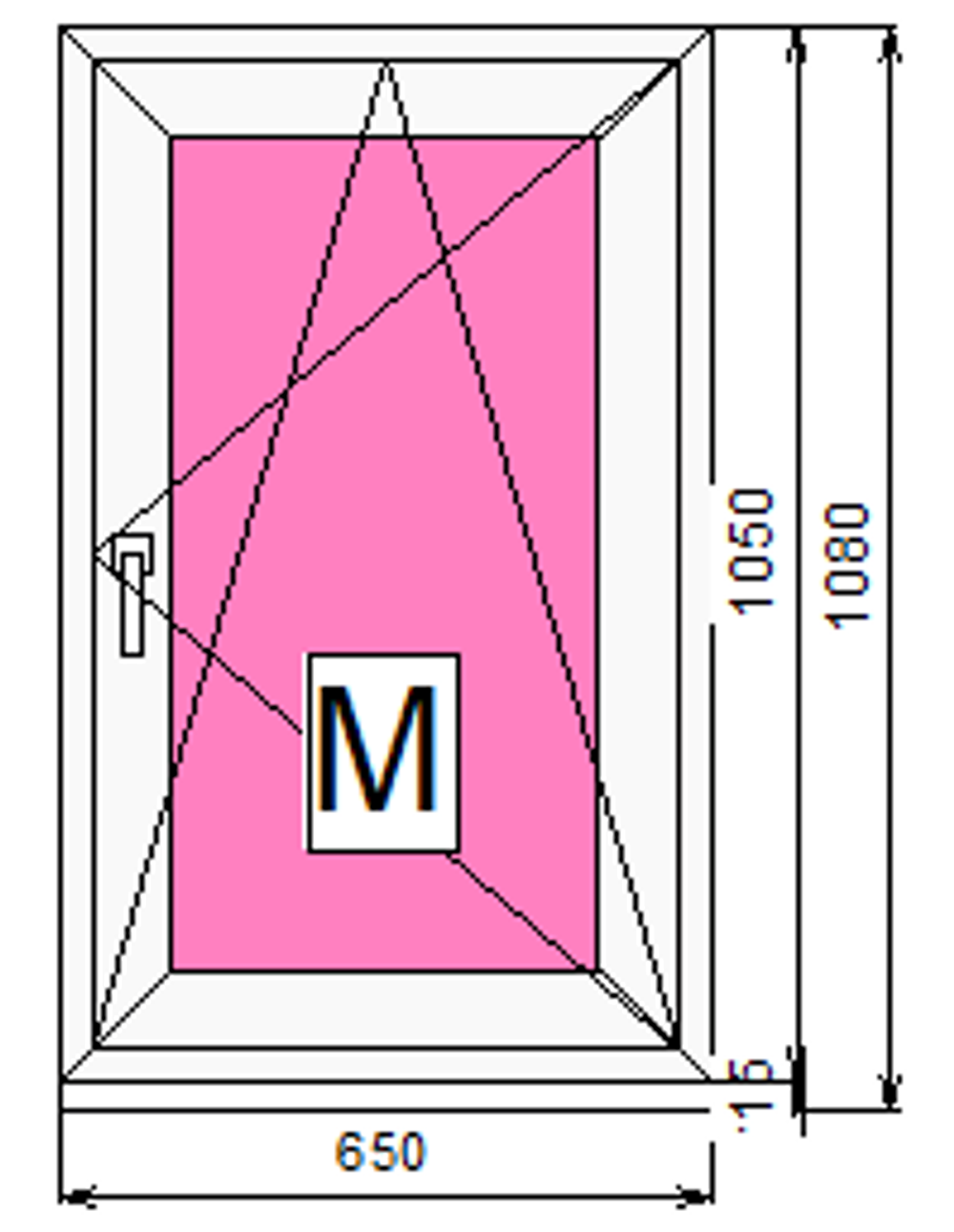 Пластиковое окно с поворотно-откидной створкой 1050 х 650 ТермА Эко + Москитная сетка