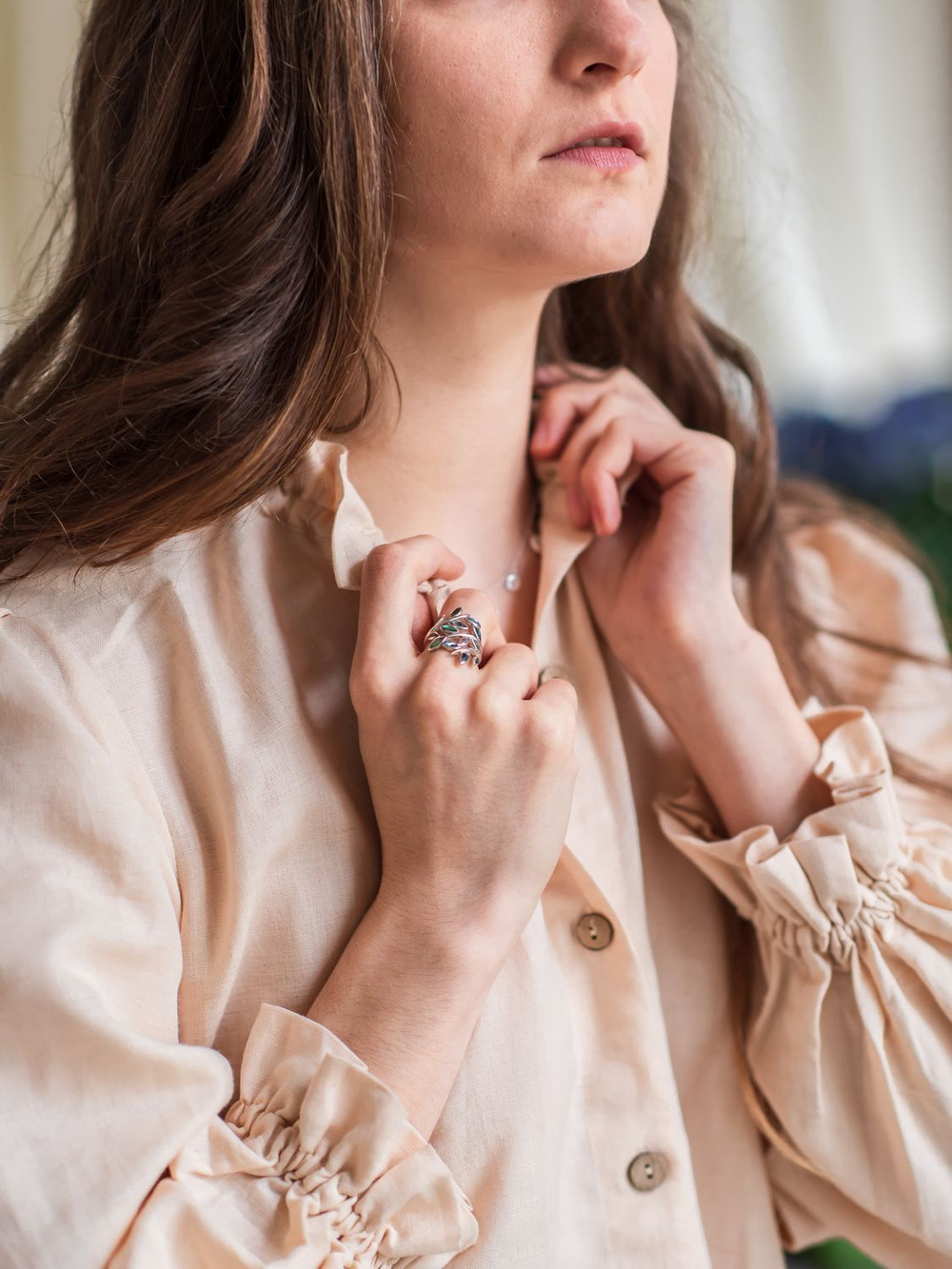 Льняное бохо платье (бежевый)