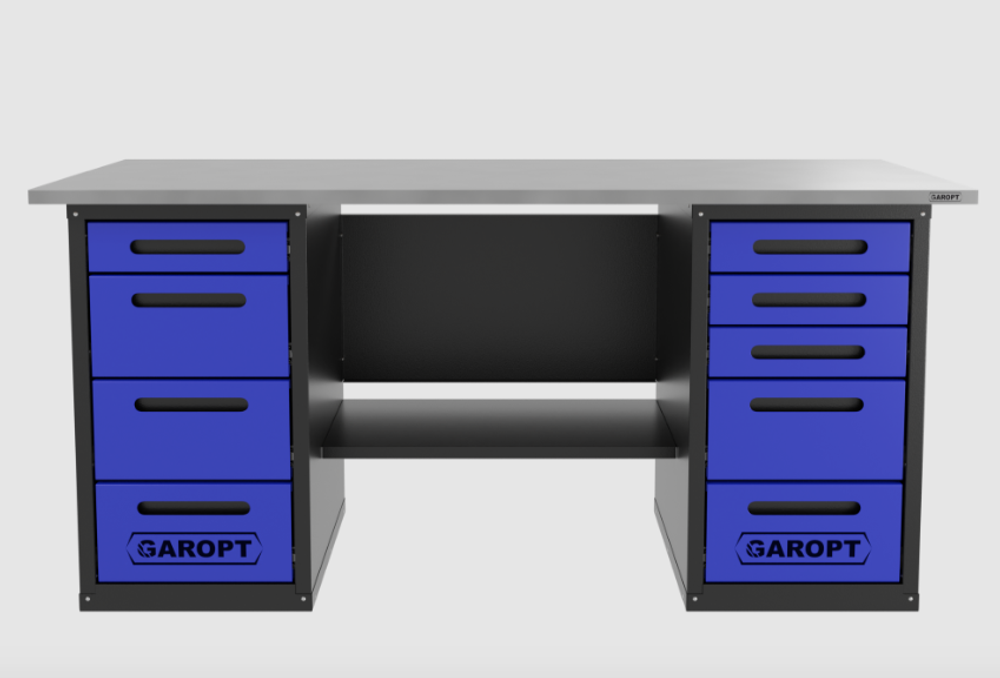 Верстак двухтумбовый 4 ящиков /5 ящиков 1800*700 синий GAROPT, GT1800Y4Y5.blue