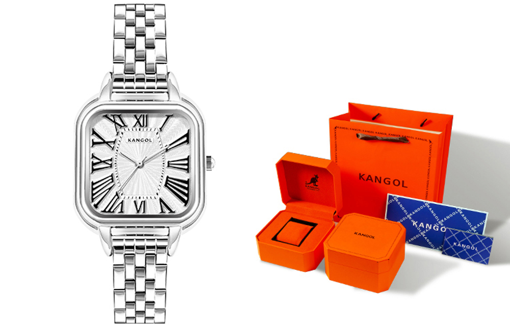 KANGOL Elegant Collection Quartz Movement Metal Strap Watch Women"s Watch White Dial