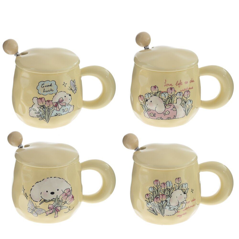 GAEM Кружка с крышкой и ложкой, 360 мл, L14 W9,5 H9,5 см, 4в.