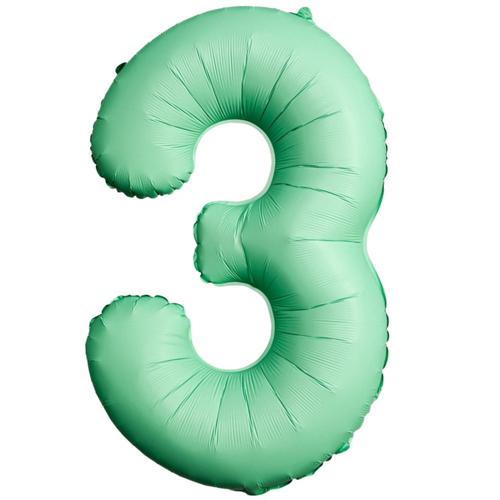 Шар фольгированный Цифра 3 101 см (Мятный)