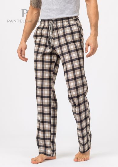 Брюки мужские Pantelemone PDB-164, клетка бежевая/черная