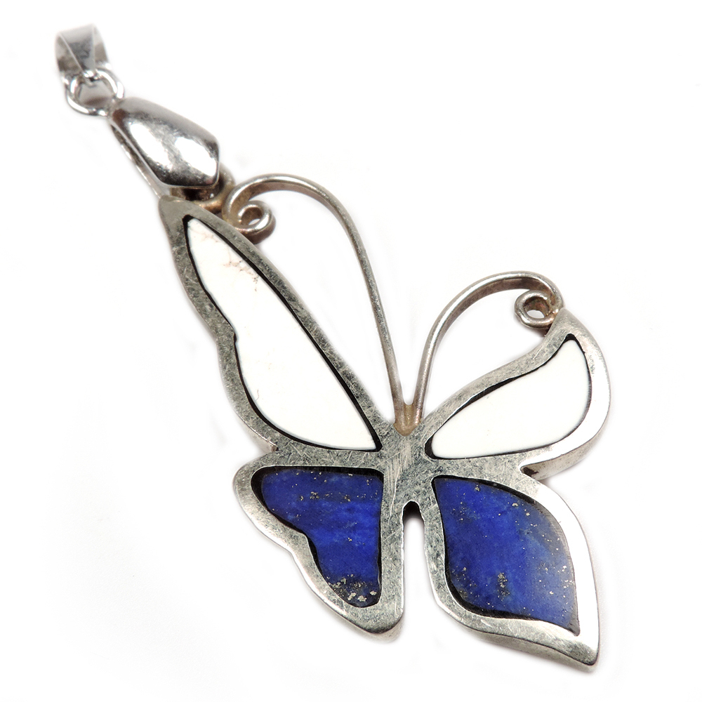 Кулон "Бабочка" лазурит, кахолонг