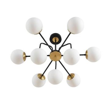 8375/9C MODERNI LN черный/латунь/белый, металл/стекло Люстра потолочная E27 9*60W 220V ELRONA