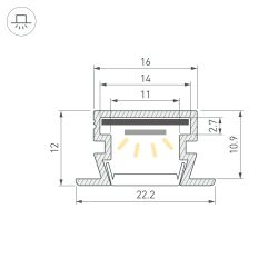 Профиль PDS-FS-2000 ANOD BLACK (Arlight, Алюминий) 040734