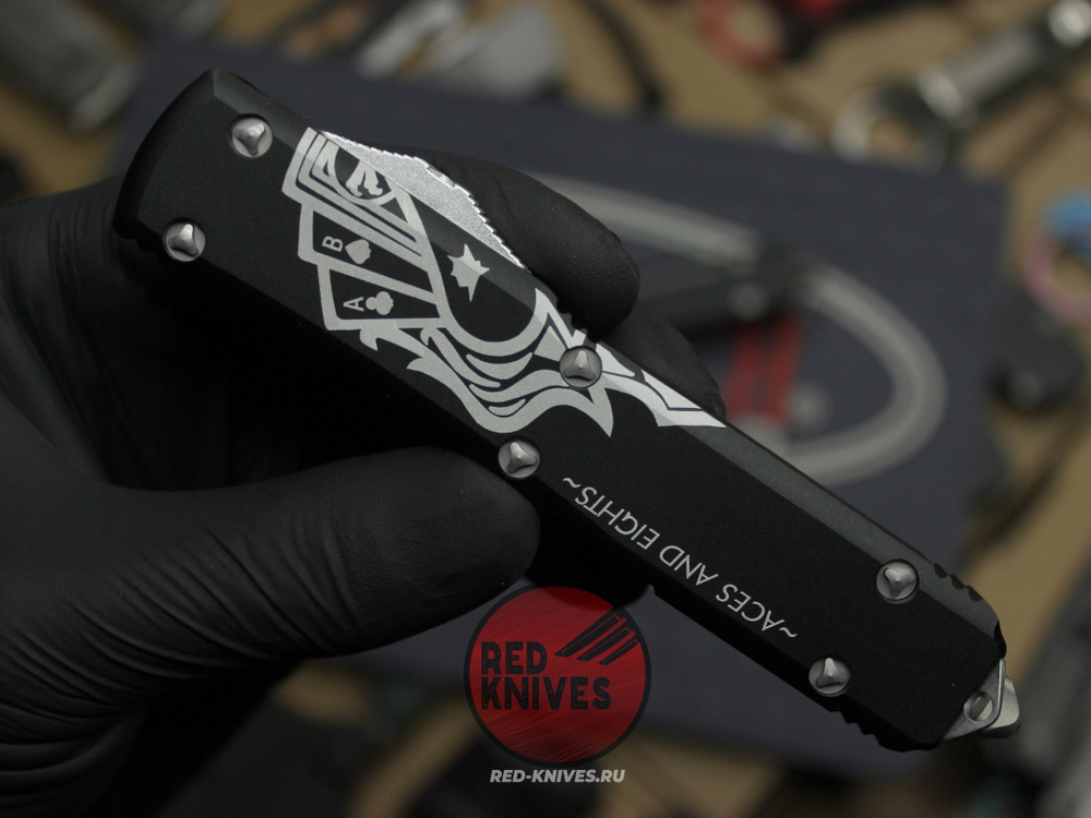 Нож Microtech Ultratech "Dead Man's Hand" T/E A+++ Tanto (Левый) - клинок апокалиптик