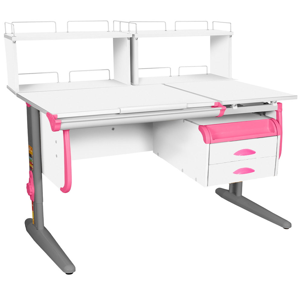 Растущая парта СУТ 25 с задними полками СУТ.15.240 и навесной тумбой (1200×880 мм)