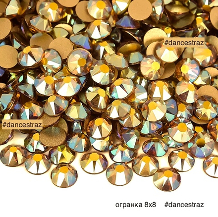 Стразы клеевые, Light Colorado Topaz AB 8*8, P52, SS16, 1440, (F2)