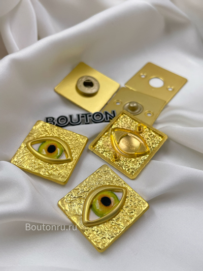 Установочные кнопки Скиап. с зеленым глазом / комплект с шляпкой и кнопками