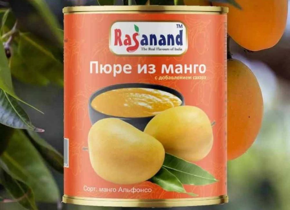 Пюре манго с добавлением сахара Rasanand Alphonso Mango Pulp 850 г, 2 шт
