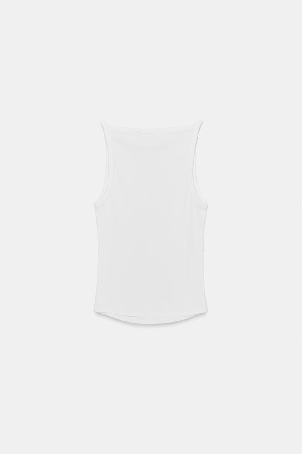 ZARA ТОП ХАЛТЕР В РУБЧИК С ЭФФЕКТОМ ПОТЕРТОСТИ, БЕЛЫЙ