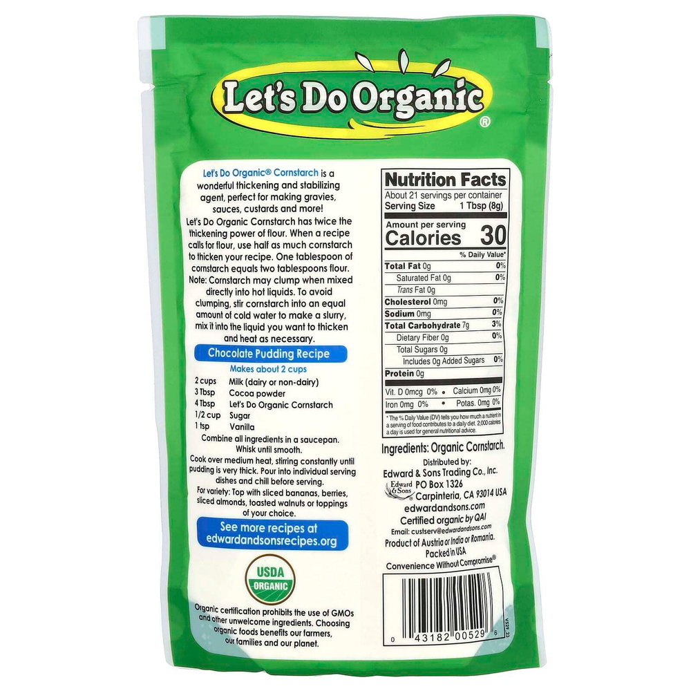 Edward & Sons, Let's Do Organic, органический кукурузный крахмал, без глютена, 170 г (6 унций)