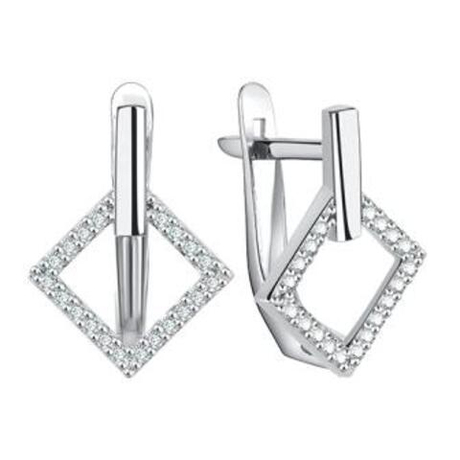 Серьги из серебра с фианитами