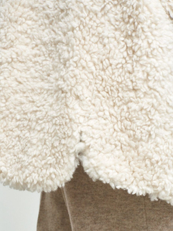 Шуба женская из шерсти мериноса чебурашка тедди, белая, SilverFox