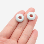 Бусина в форме бублика, 7,8*14,4мм, голубая, глазурированный фарфор