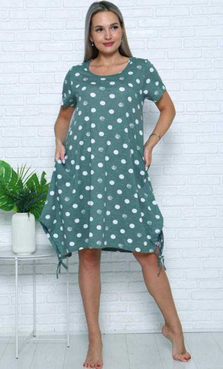 [m]Туника в горох 605/2023 зелёная