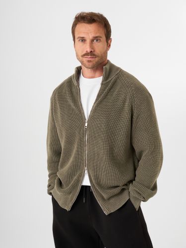 Хлопковый джемпер на молнии QWE в цвете хаки