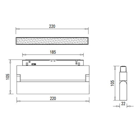 Светодиодный светильник LINE для SPACE Track system 12Вт, L220xW22xH105 мм, 550Лм, 90°, 3000К, диммируемый, IP20, Ra>90, белый