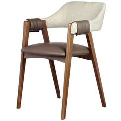 Стул Heron, орех, бежевое букле, коричневая экокожа