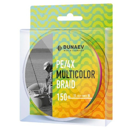 Шнур DUNAEV MULTICOLOR BRAID PE X4 150м 0,26мм