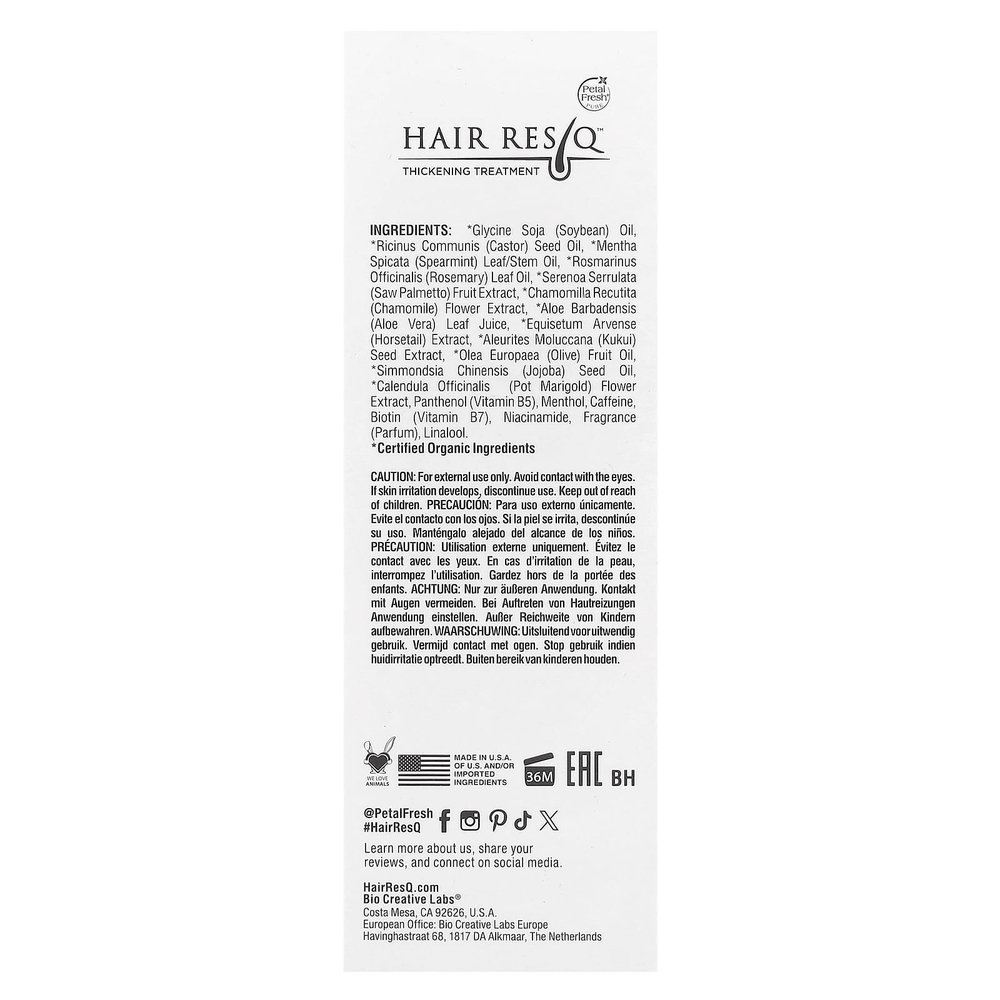 Petal Fresh, Hair ResQ®, масло для волос с розмарином, для густоты и укрепления, 60 мл (2 жидк. унц.)