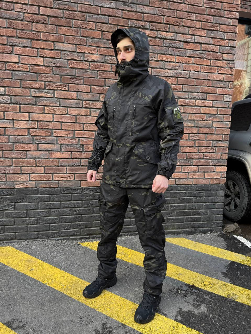 Костюм горка 6 флис / осень-зима / черный мультикам