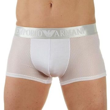 Мужские трусы боксеры белые Emporio Armani в сетку