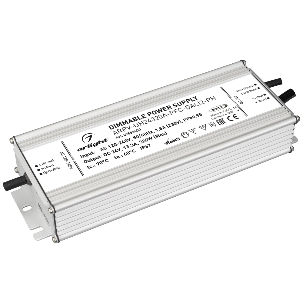 Блок питания ARPV-UH24320A-PFC-DALI2-PH (24V, 13.3A, 320W) (Arlight, IP67 Металл, 7 лет) 025654(2)