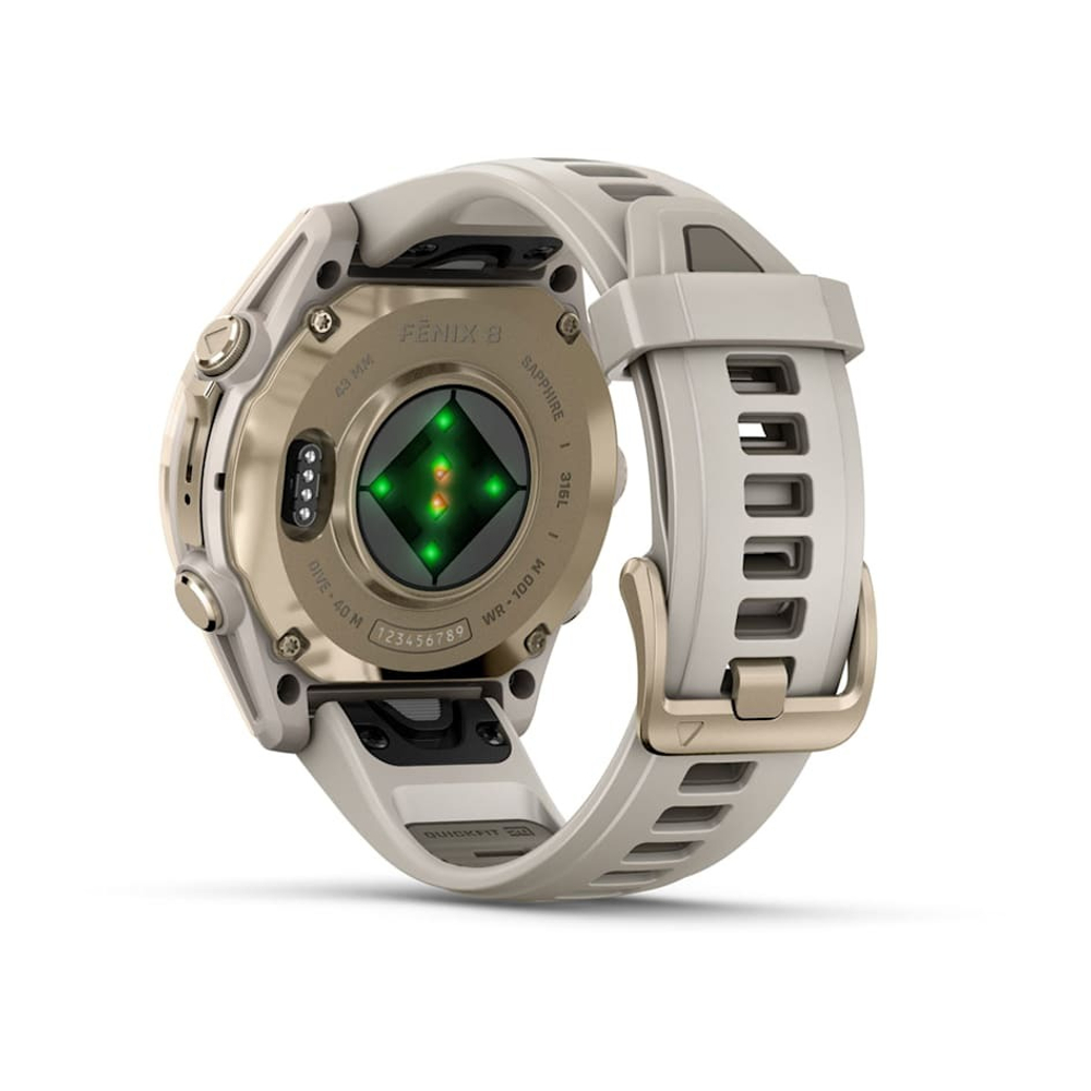 Умные часы Garmin FENIX 8 43 мм Amoled Sapphire Soft Gold with Fog Gray/Dark Sandstone Silicone Band
