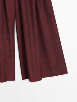 Massimo Dutti Широкие брюки с принтом и свободным кроем, цвет жженого апельсина