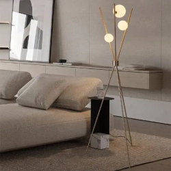 Скандинавский современный стиль, Торшер для спальни и гостиной, LED, G9, 15 Вт, золотой