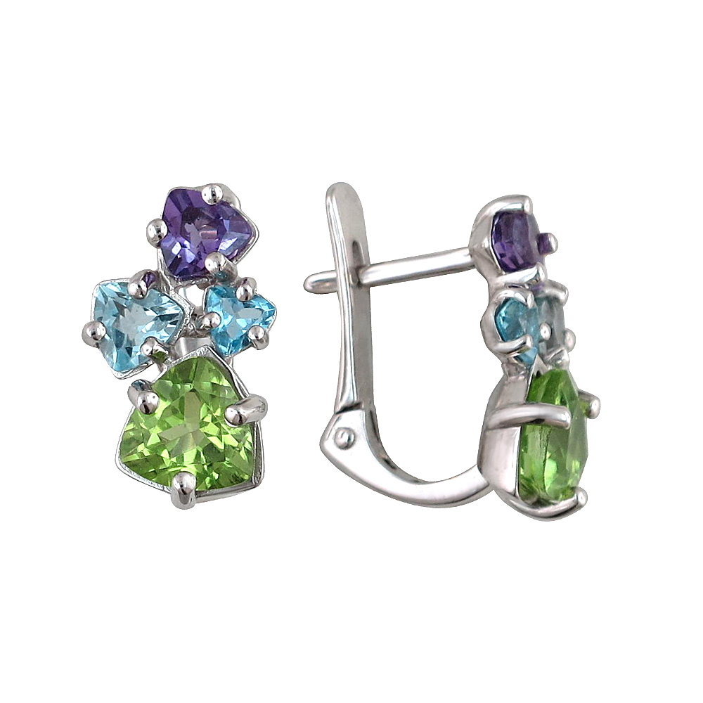 Серьги с аметистом из белого золота 585 пробы JA-S-25674-16