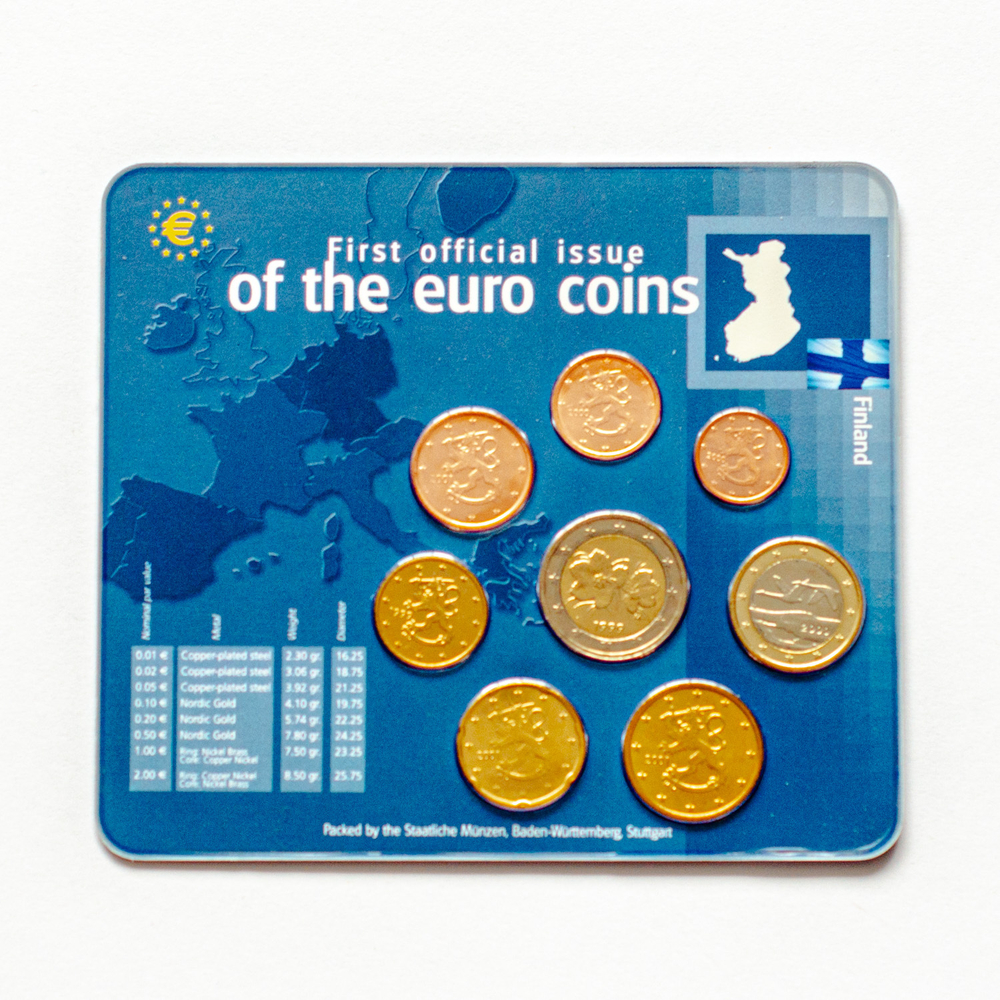 Finland 1999 - 2001 Year Set: First Official Issue of the Euro Coins