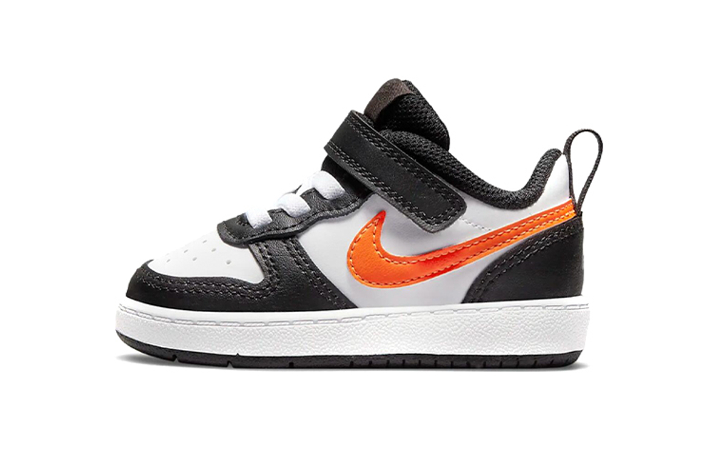 Baby Nike Low 2 non-slip, wear-resistant, breathable, lightweight, low-top sneakers, black and white orange